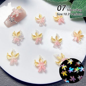 50pcs Colorful Luminous 3D Nail Decorations Resin Lily Flowers Nail Decoration No Brand 07