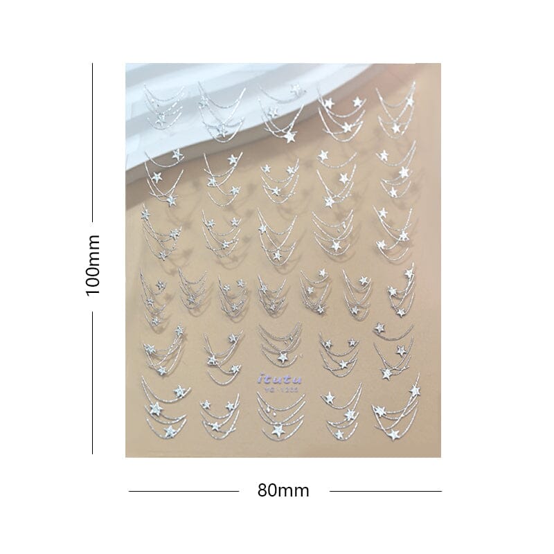 French Star Lines Glitter 3D Nail Sticker Nail Sticker No Brand