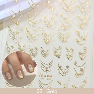French Star Lines Glitter 3D Nail Sticker Nail Sticker No Brand 02