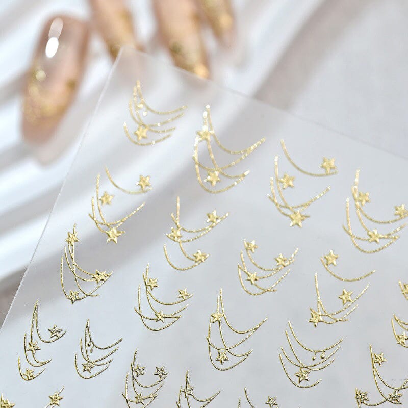 French Star Lines Glitter 3D Nail Sticker Nail Sticker No Brand