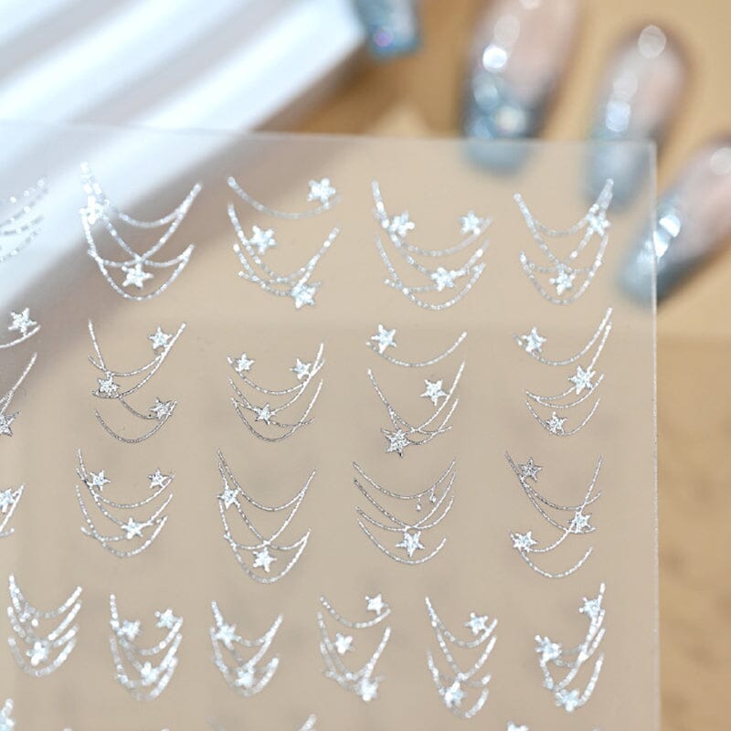 French Star Lines Glitter 3D Nail Sticker Nail Sticker No Brand