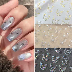 French Star Lines Glitter 3D Nail Sticker Nail Sticker No Brand