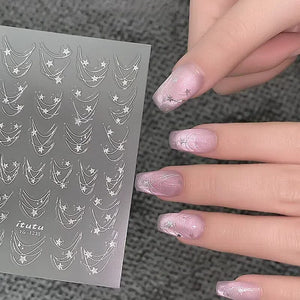 French Star Lines Glitter 3D Nail Sticker Nail Sticker No Brand