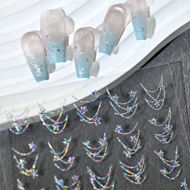 French Star Lines Glitter 3D Nail Sticker Nail Sticker No Brand
