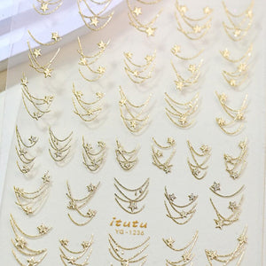 French Star Lines Glitter 3D Nail Sticker Nail Sticker No Brand