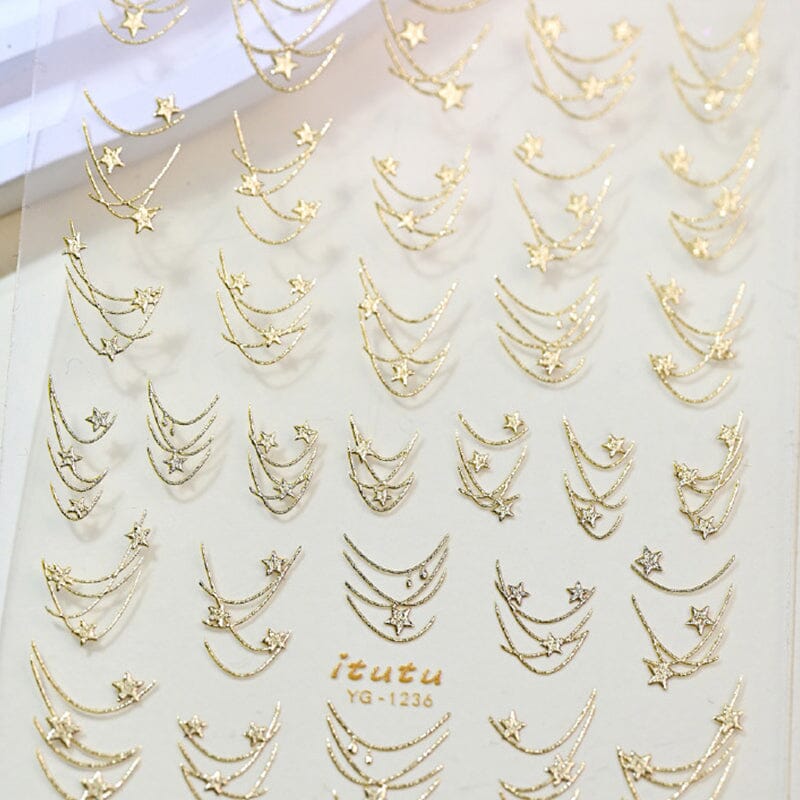 French Star Lines Glitter 3D Nail Sticker Nail Sticker No Brand