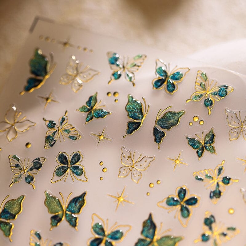 Green Blue Butterfly 5D Nail Sticker M-547 Nail Sticker No Brand
