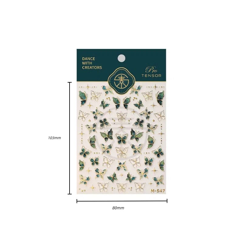 Green Blue Butterfly 5D Nail Sticker M-547 Nail Sticker No Brand