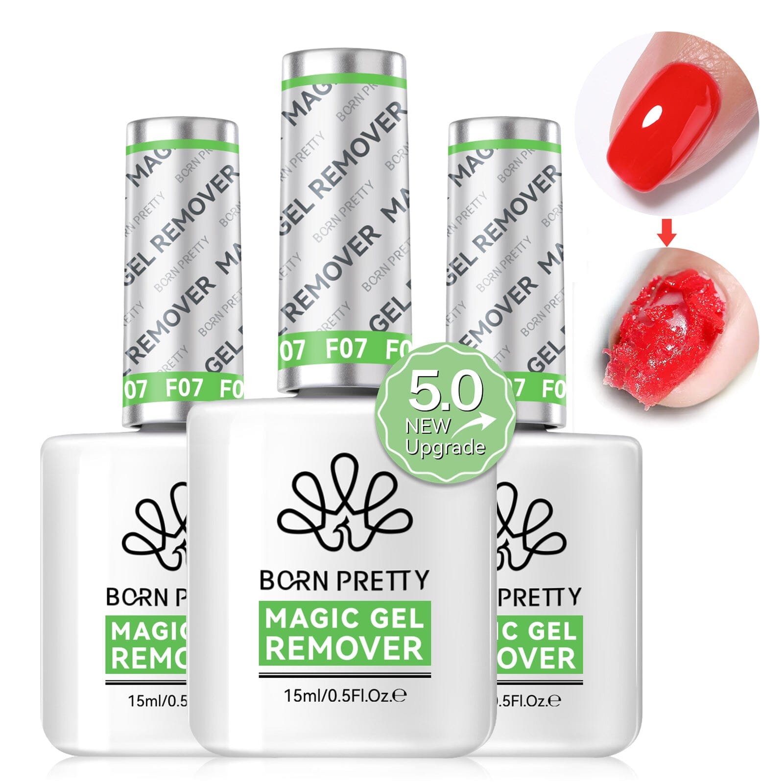 3 Bottles Magic Gel Remover New Upgrade Acetone-Free 15ml Gel Nail Polish BORN PRETTY