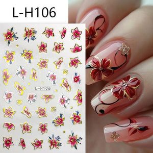 Flowers 3D Nail Sticker L-H Series Clearance No Brand L-H106