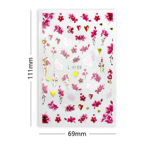 Flowers 3D Nail Sticker L-H Series Clearance No Brand