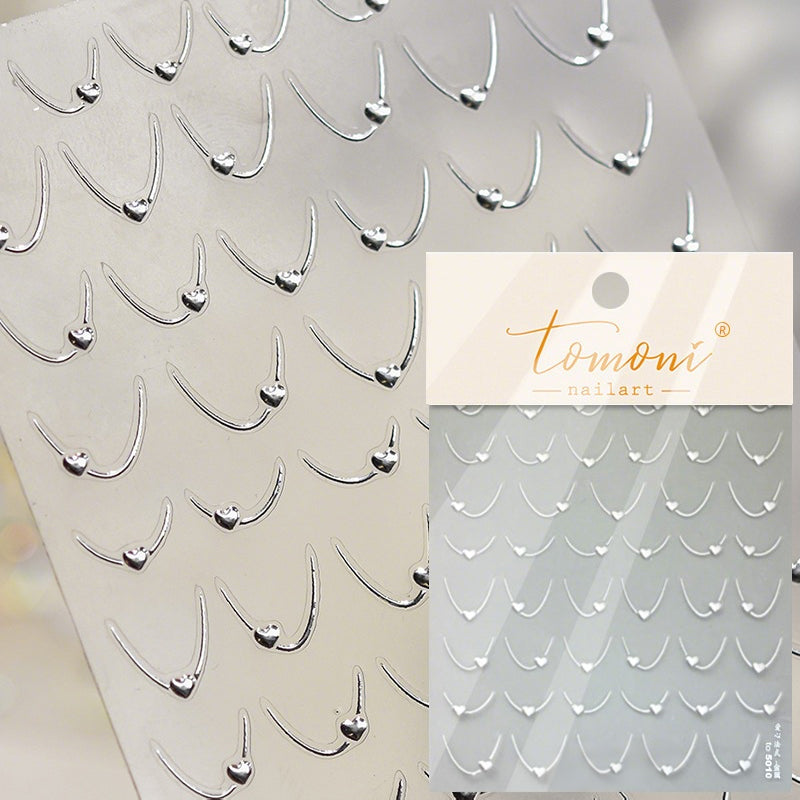 Heart 5D Nail Sticker to5010 Silver