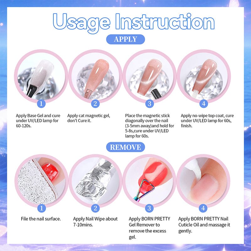 Aurora Cat Magnetic Gel Polish MY304 Blue Tears 10ml Gel Nail Polish BORN PRETTY