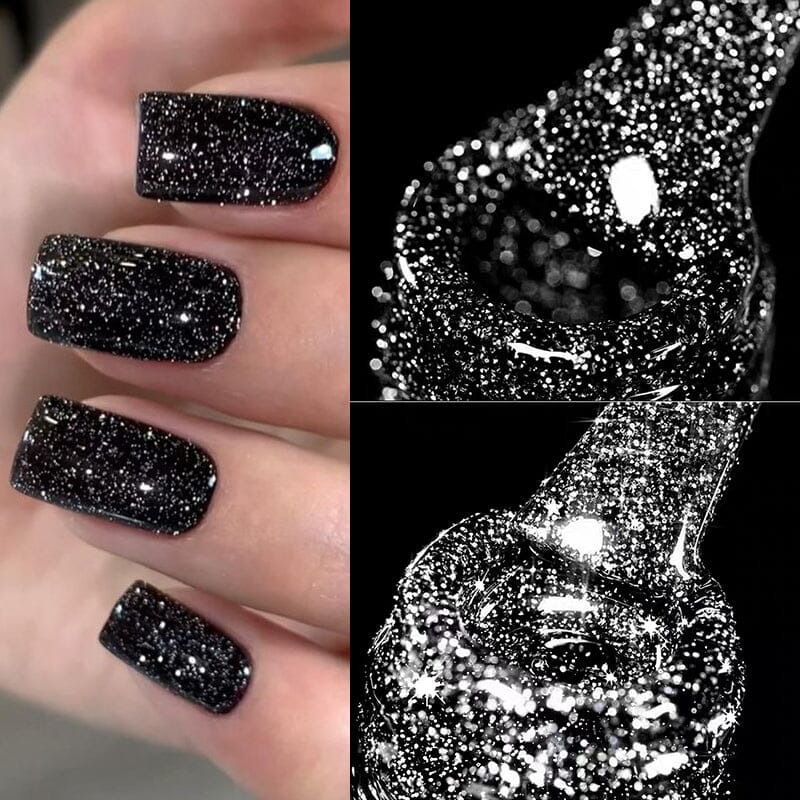 Black Glitter Reflective Gel Polish 15ml Gel Nail Polish UR SUGAR