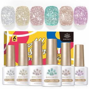 6 Colors Reflective Glitter Gel Polish Set T20 Carat Mirage 7ml Gel Nail Polish BORN PRETTY