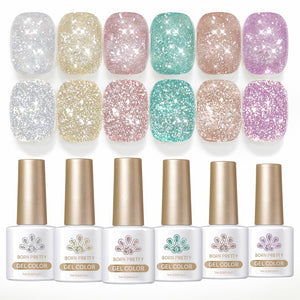 6 Colors Reflective Glitter Gel T20 Carat Mirage 7ml Gel Nail Polish BORN PRETTY