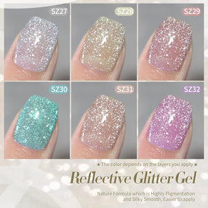6 Colors Reflective Glitter Gel Polish Set T20 Carat Mirage 7ml Gel Nail Polish BORN PRETTY
