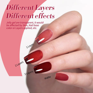 6 Colors Jelly Gel J09 Scarlet Muse 7ml Gel Nail Polish BORN PRETTY