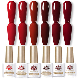 6 Bottles Color Gel Polish Set 7ml Gel Nail Polish BORN PRETTY S27 Red Theory