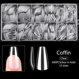 600pcs Coffin Transparent False Nail Tips Nail Tips No Brand