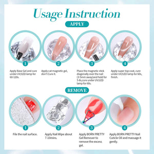 6 Colors Aurora Cat Magnetic Gel Polish Set M43 Coral Sea 7ml Gel Nail Polish BORN PRETTY