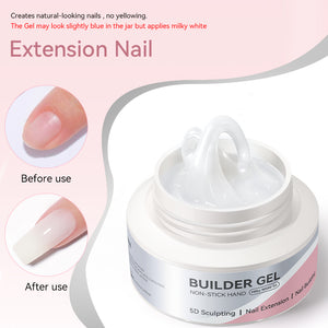 No Stick Hand Builder Gel Milky White #02 60g HEMA FREE Extension Nail Gel BORN PRETTY