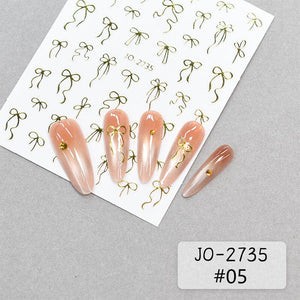 Gold Bowknot 3D Self Adhesive Nail Stickers Nail Art No Brand