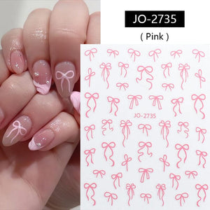 Pink Bowknot 3D Self Adhesive Nail Stickers Nail Art No Brand