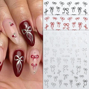 Red Bowknot 3D Self Adhesive Nail Stickers Nail Art No Brand