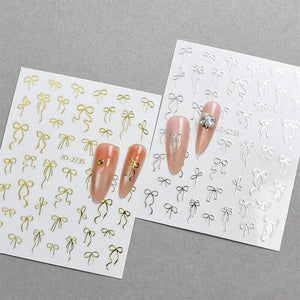 Silver Bowknot 3D Self Adhesive Nail Stickers Nail Art No Brand