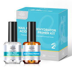 2 Bottles Set Nail Prep Dehydrator-Primer Kit 15ml Base & Top Coat BORN PRETTY