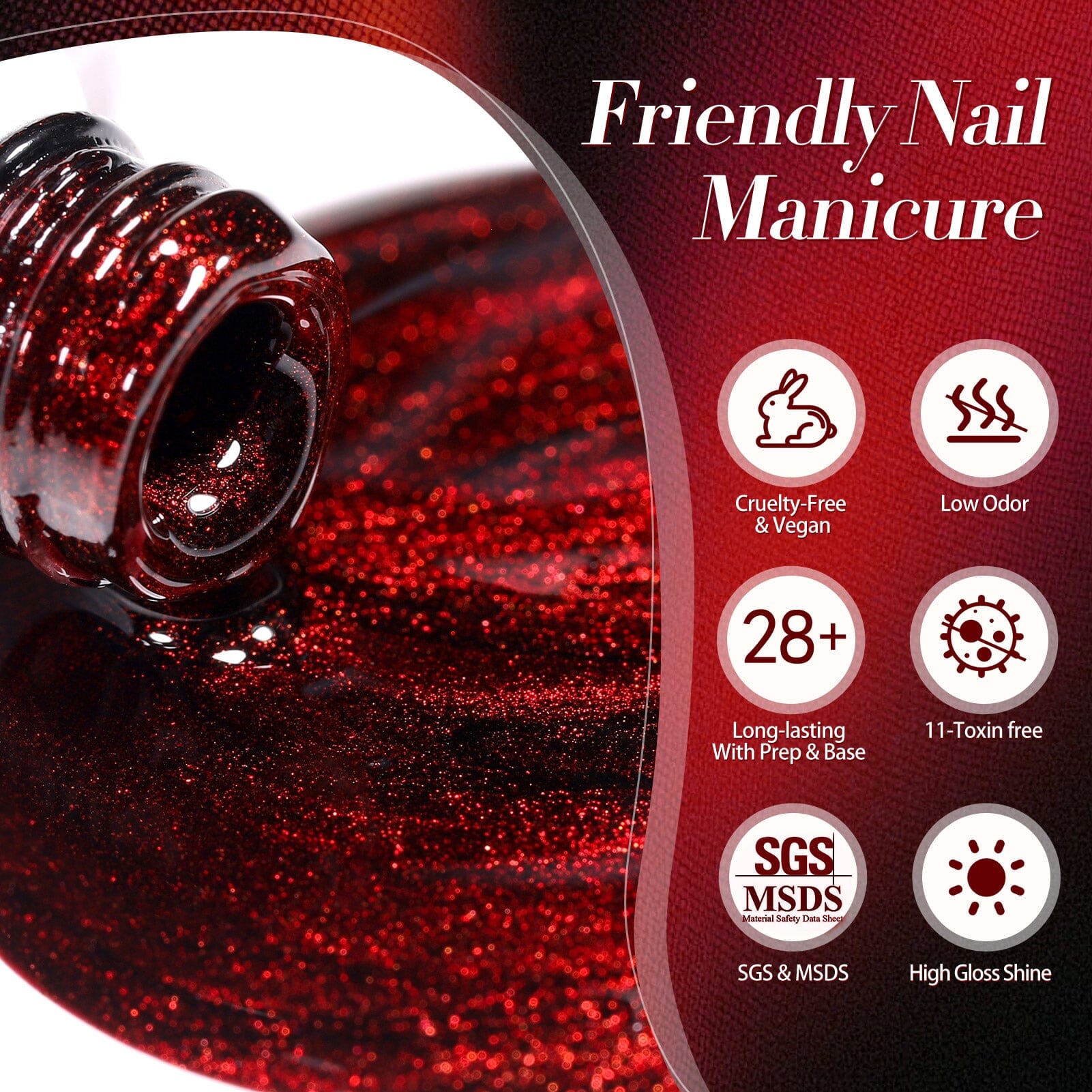 Crystal Cat Magnetic Gel MY154 Red Spider Lily 15ml HEMA/TPO FREE Gel Nail Polish BORN PRETTY