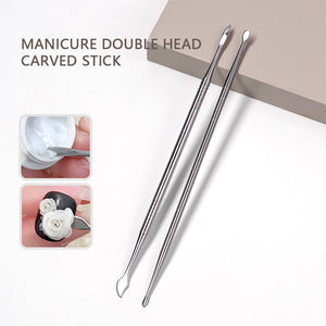 Double Headed Spoon Metal Carved Stick Nail Tips No Brand