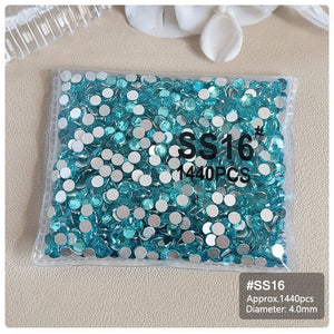 1440pcs Lake Blue Flatback Round Nail Art Rhinestones SS3-SS16 Nail Decoration No Brand SS16
