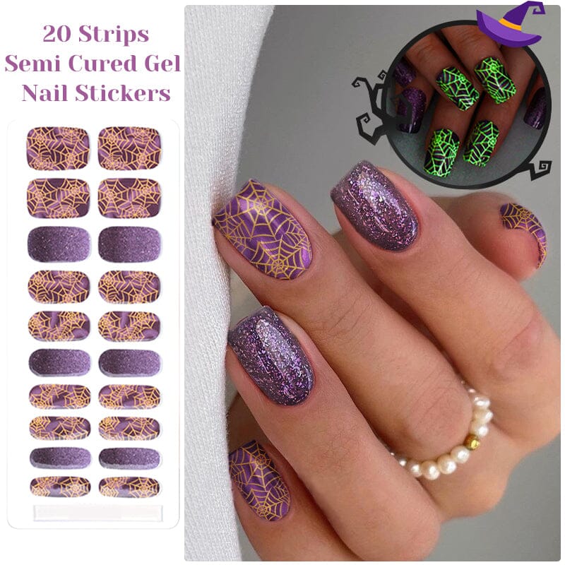 20 Tips Halloween Semi-Cured Gel Nail Strips NC240293 Nail Sticker Harunouta