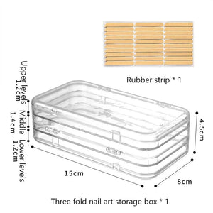 Transparent Triple Fold Large Nail Storage Box Clearance No Brand