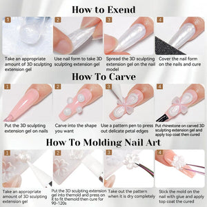Pearl White 3D Sculpting Extension Gel 8ml Extension Nail Gel NICOLE DIARY
