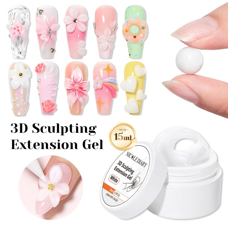 White 3D Sculpting Extension Gel 15ml Extension Nail Gel NICOLE DIARY