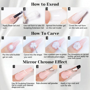 White 3D Sculpting Extension Gel 15ml Extension Nail Gel NICOLE DIARY