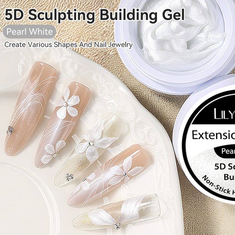 Non Stick Hand Extension Gel Pearl White 5D Sculpting Building Gel 8ml Extension Nail Gel LILYCUTE