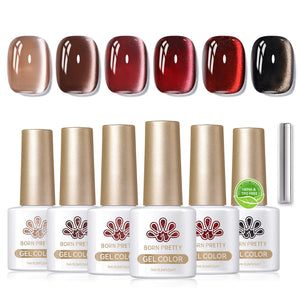 6 Colors HEMA/TPO FREE Glass Cat Magnetic Gel M17 Ebony Rose 7ml Gel Nail Polish BORN PRETTY
