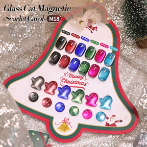 6 Colors HEMA/TPO FREE Glass Bead Cat Magnetic Gel M18 Scarlet Carol 7ml Gel Nail Polish BORN PRETTY