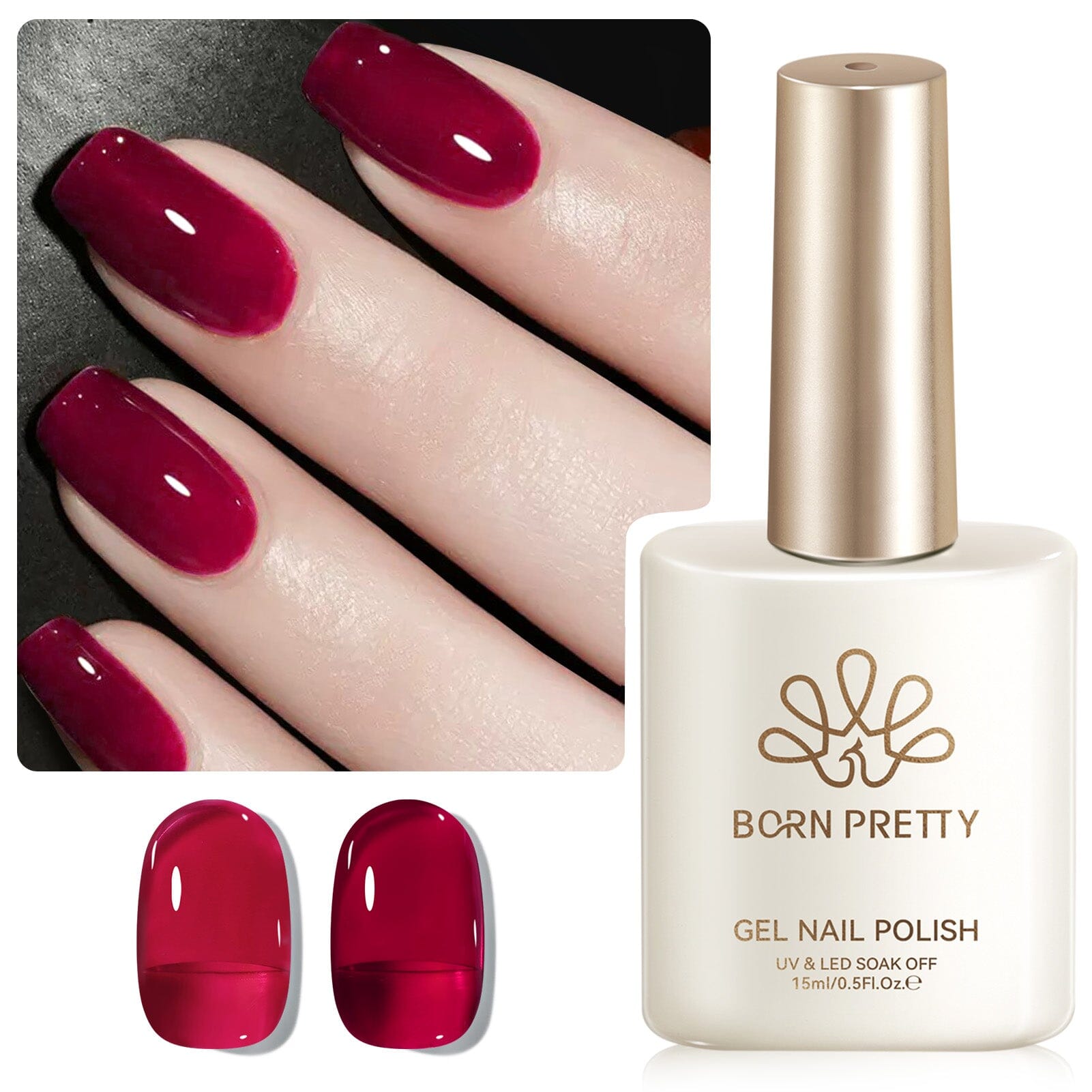 Jelly Gel Polish TS25 Crimson Glow 15ml HEMA/TPO FREE Gel Nail Polish BORN PRETTY