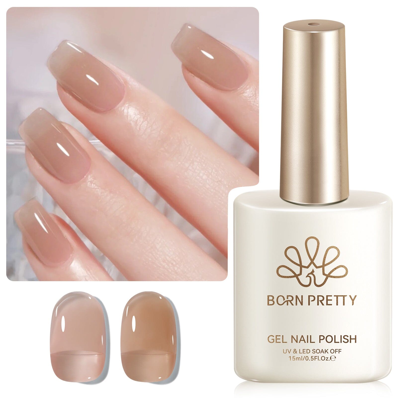 Jelly Gel Polish TS08 Mocha Veil 15ml HEMA/TPO FREE Gel Nail Polish BORN PRETTY