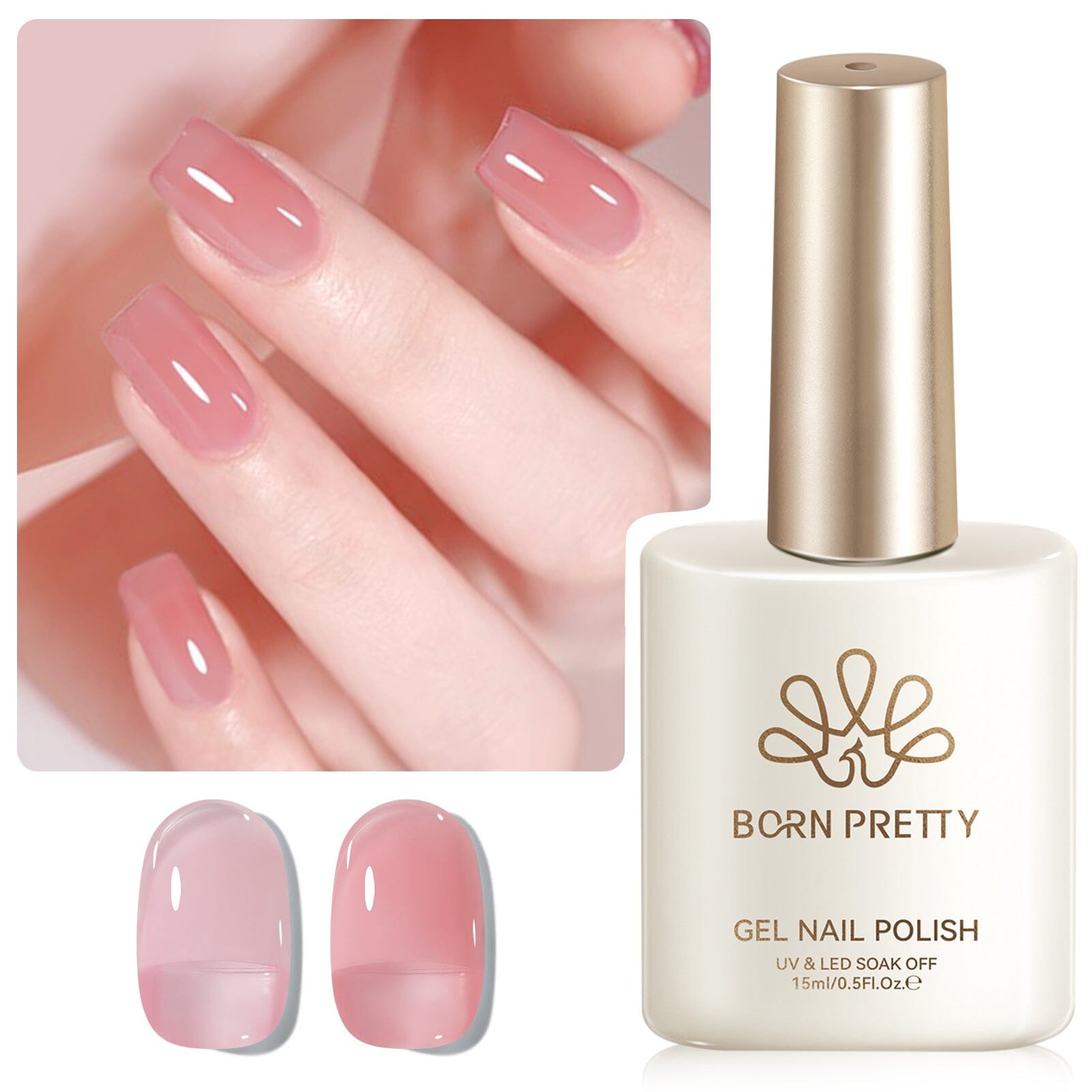 Jelly Gel Polish TS11 Soft Petal 15ml HEMA/TPO FREE Gel Nail Polish BORN PRETTY
