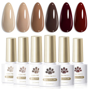 6 Colors HEMA/TPO FREE Gel Polish Set S21 Raw Cacao 7ml Gel Nail Polish BORN PRETTY