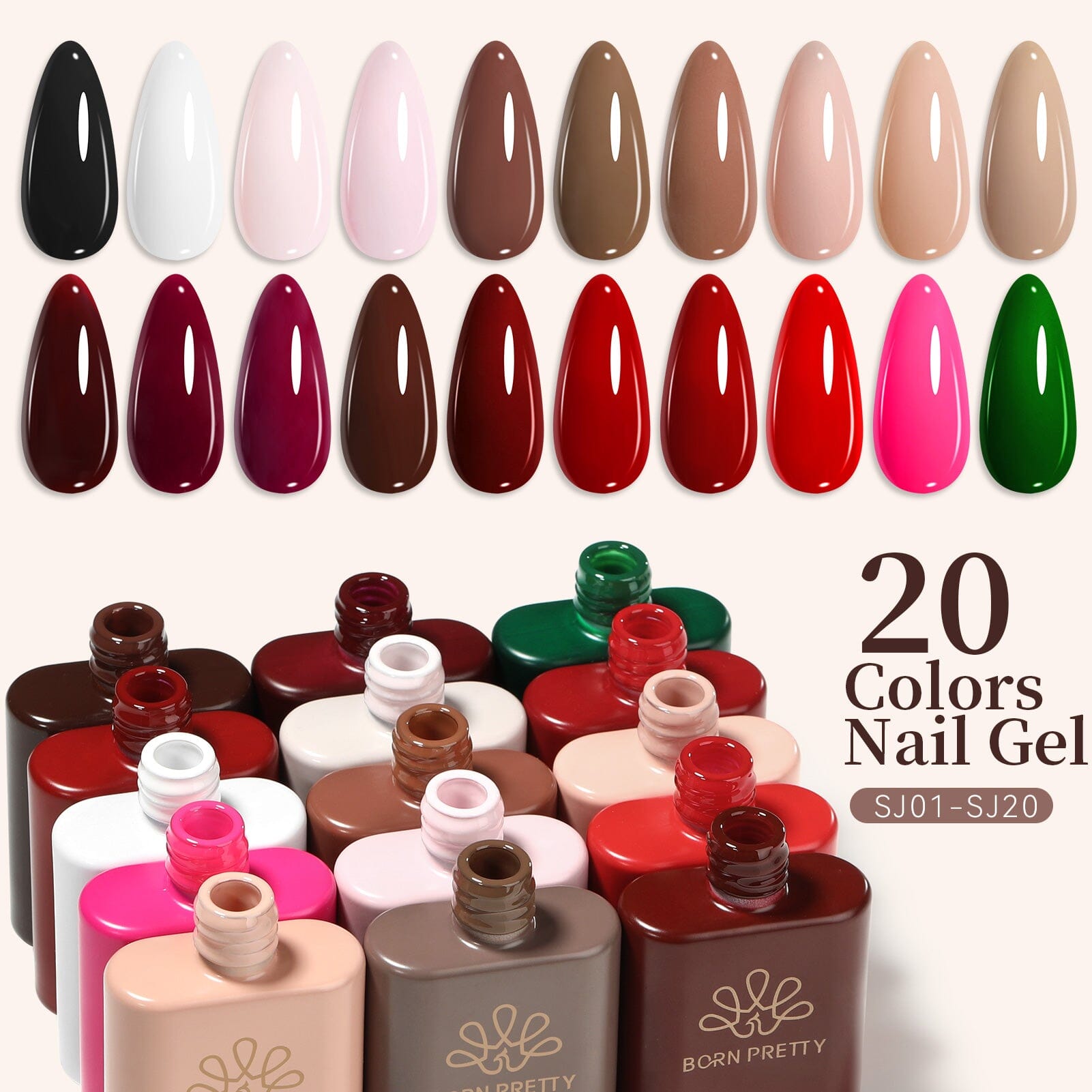 20 Colors Nail Gel 15ml HEMA/TPO FREE Gel Nail Polish BORN PRETTY