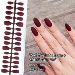 30pcs Red Matte Short Almond Press on Nails Nail Tips No Brand