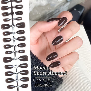 30pcs Mocha Short Almond Press on Nails Nail Tips No Brand