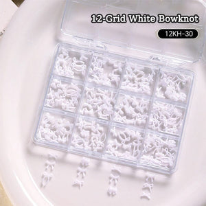12 Grids Bowknot Nail Decorations Clearance No Brand